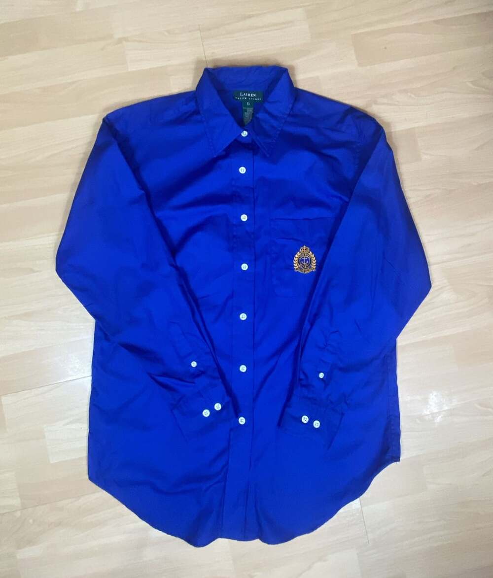 Vintage 90’s Lauren Ralph Lauren Long Sleeve Button Up 10 Gold Crest Women’s
